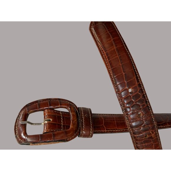 Vintage Brooks Brothers Alligator Embossed Leather Belt Made In USA - Picture 3 of 8